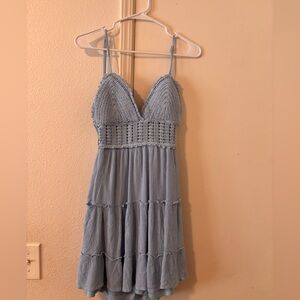 SHEIN Light Blue Crochet Mini Dress